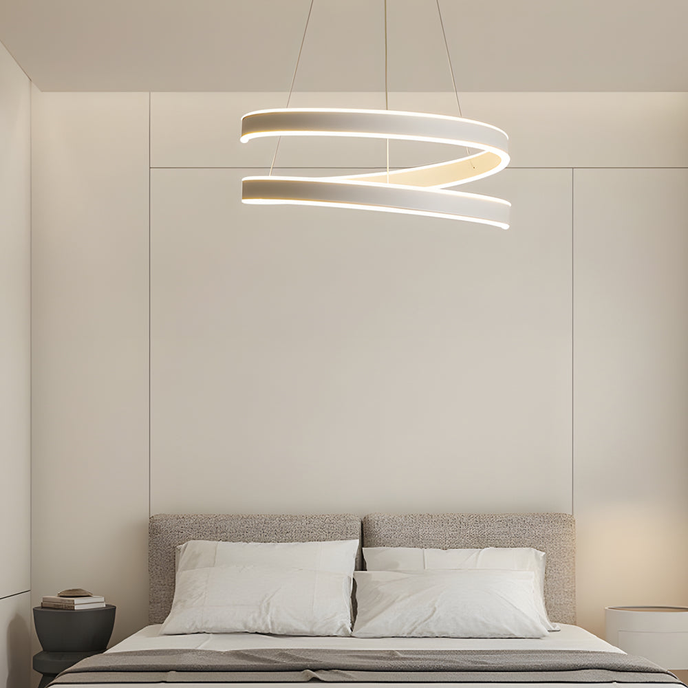 Matte White Twisted Dimmable LED Ring Pendant Lamp