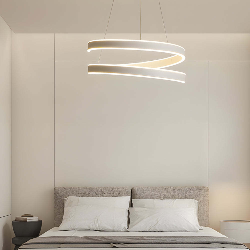 Matte White Twisted Dimmable LED Ring Pendant Lamp