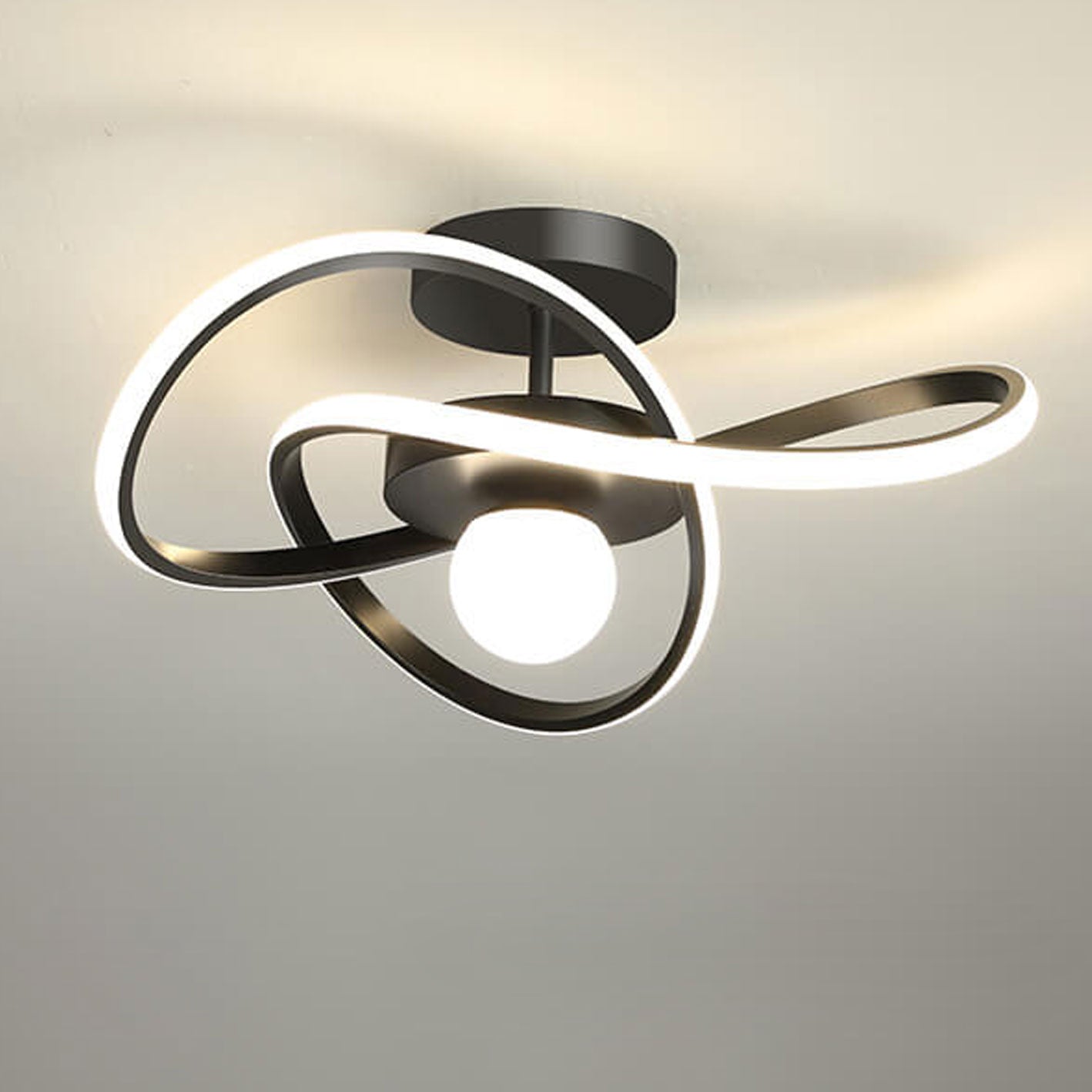 Nordic Modern Streamer Surround LED Semi-Flush Mount Light — White Light(5000K) / Gold