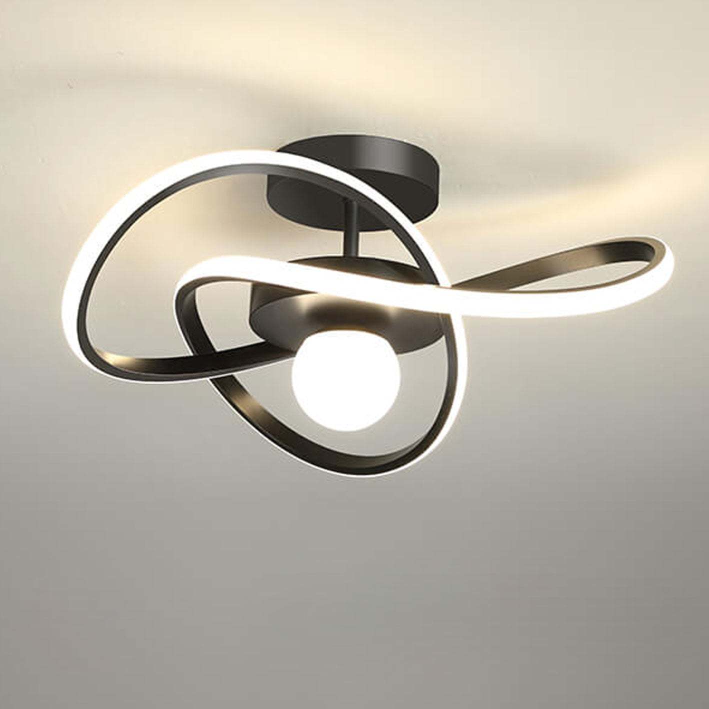 Nordic Modern Streamer Surround LED Semi-Flush Mount Light — White Light(5000K) / Gold