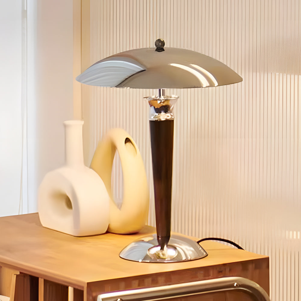 Chrome Mushroom Umbrella Table Lamp 3 Step LED Lights-Lighom
