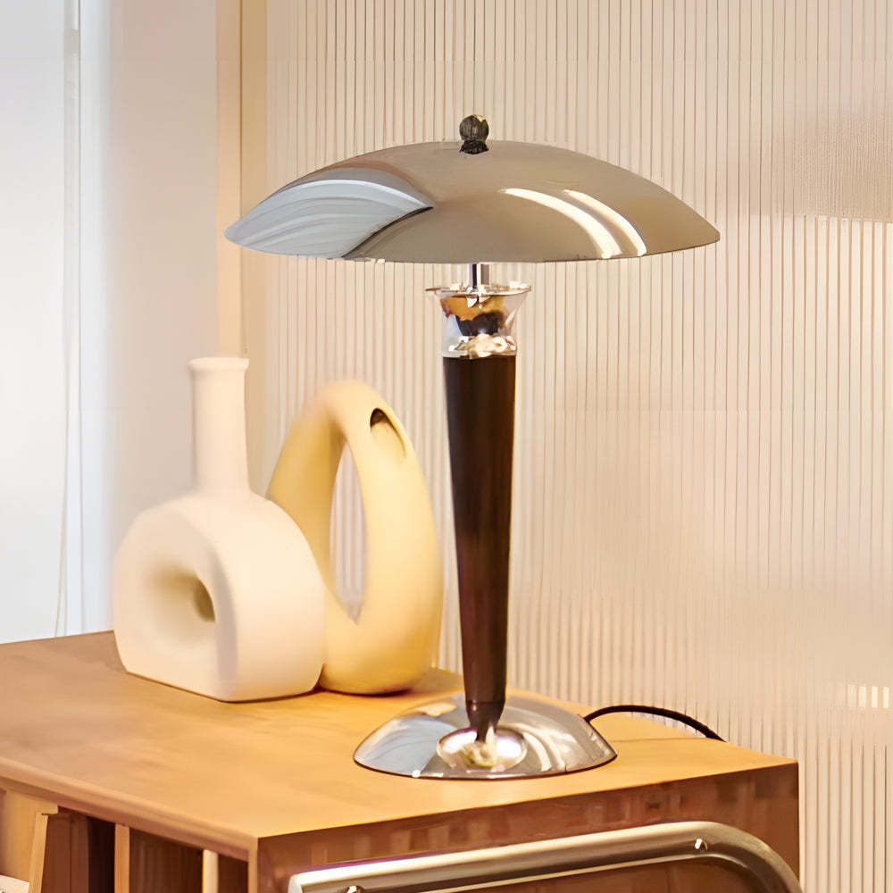 Chrome Mushroom Umbrella 3-Step LED Table Lamp