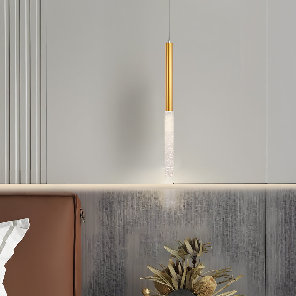Elongated Cylinder Bubble Shade Modern Pendant Light