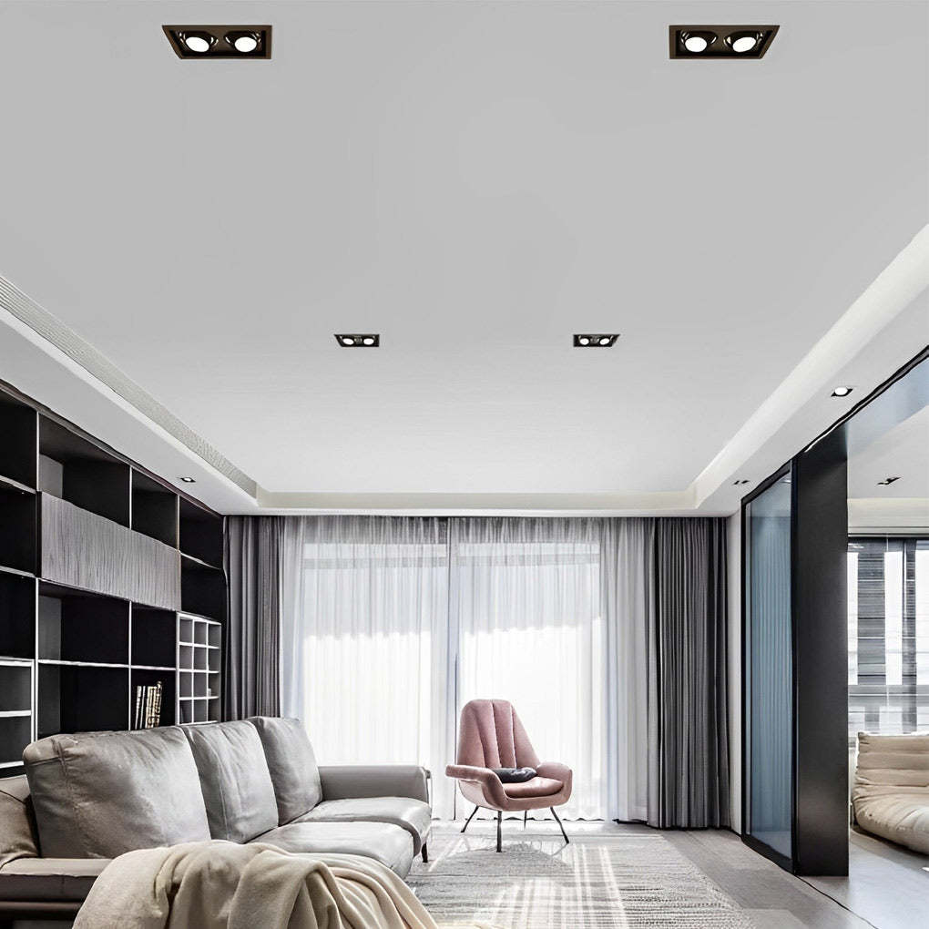 Rectangular Adjustable Dimmable Recessed Spotlight — White / White