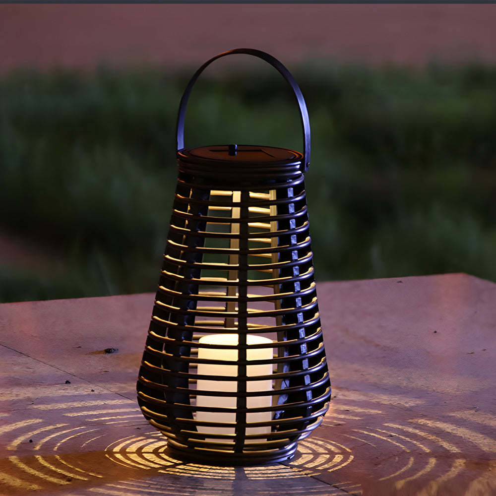 Lighom modern pvc woven black outdoor lanterns & lamps — 17.9" H x 11" Dia