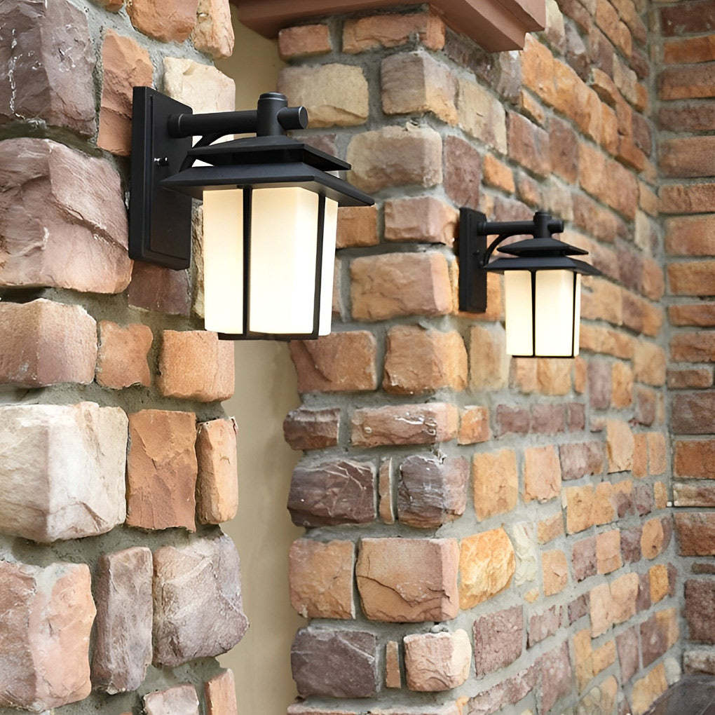 Vintage Glass Aluminum Waterproof European Style Outdoor Wall Sconces Lighting-Lighom