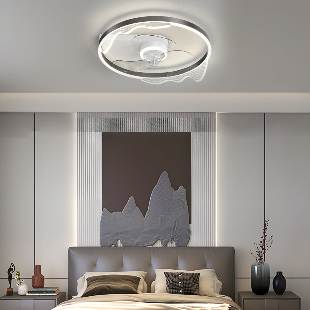 Round Acrylic Waves LED 3-Step Dimming Ceiling Fan Lamp