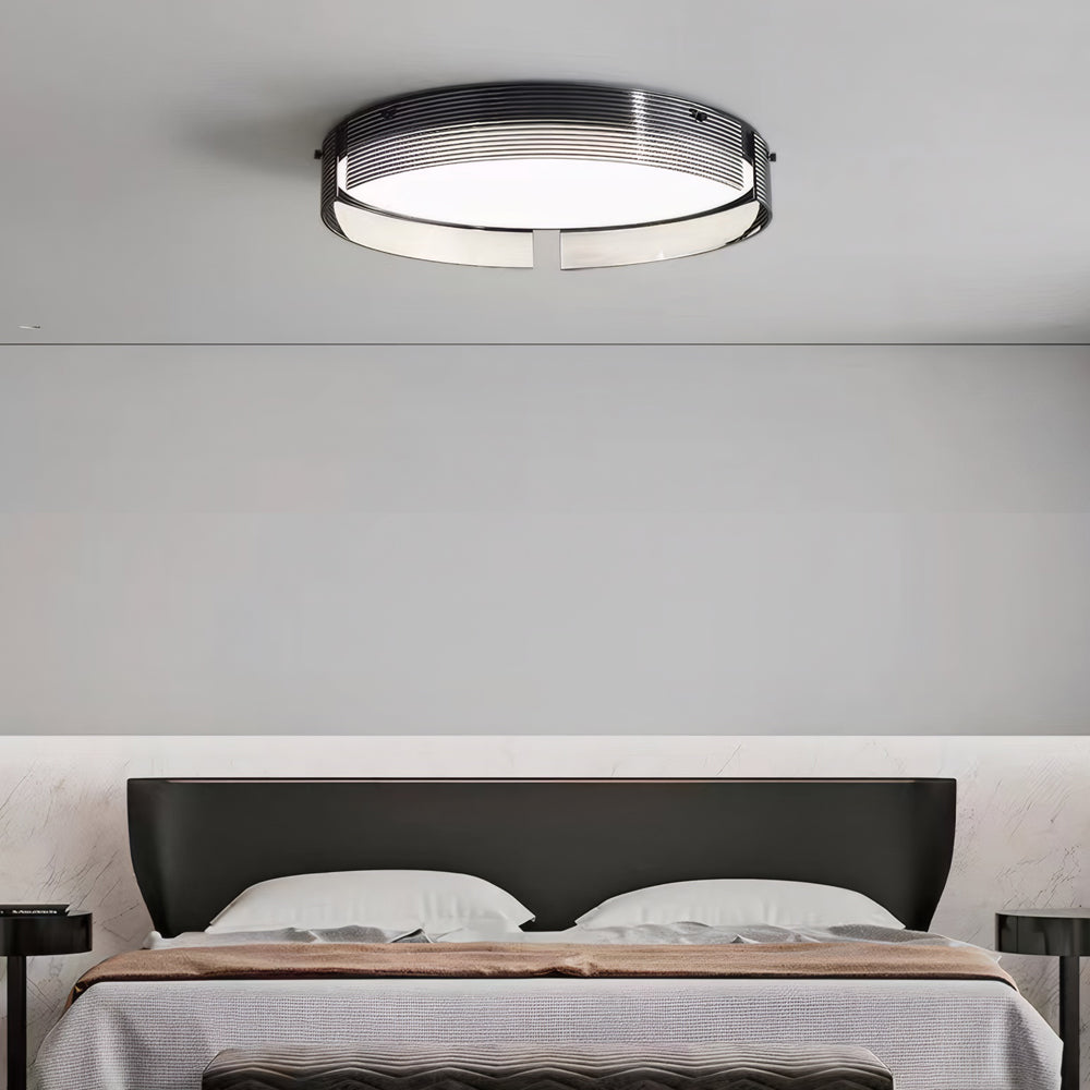 Round Black Stripe Glass LED Flush Mount Light
