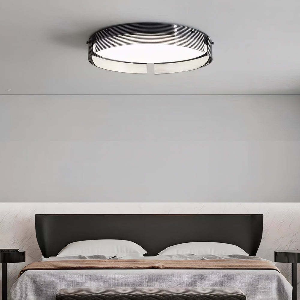 Round Black Stripe Glass LED Flush Mount Light