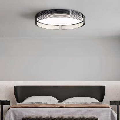 Round Black Stripe Glass LED Flush Mount Light