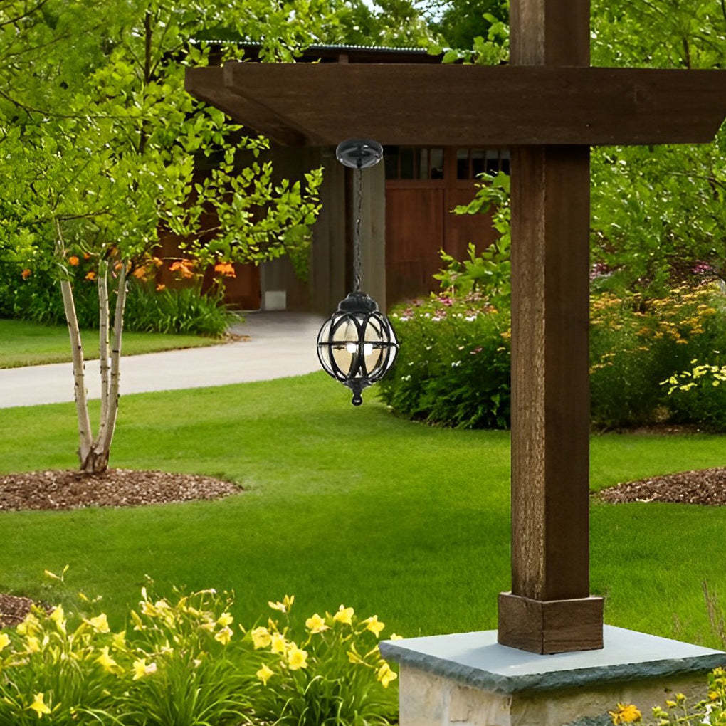 European-style Retro Pendant Aluminum Glass Hanging Ball Outdoor Ceiling Light-Lighom
