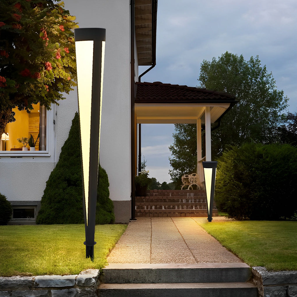 Round Gray Modern LED Solar Outdoor Lawn Lamp