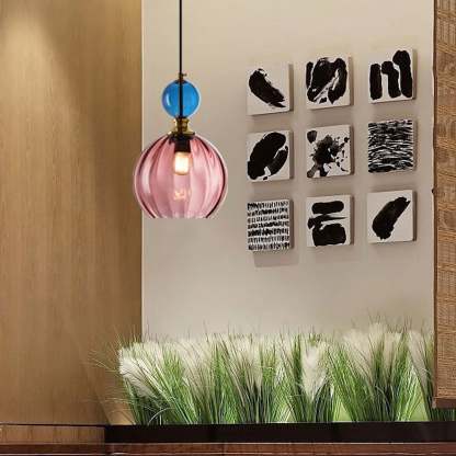 Danish Striped Glass Round Chandelier