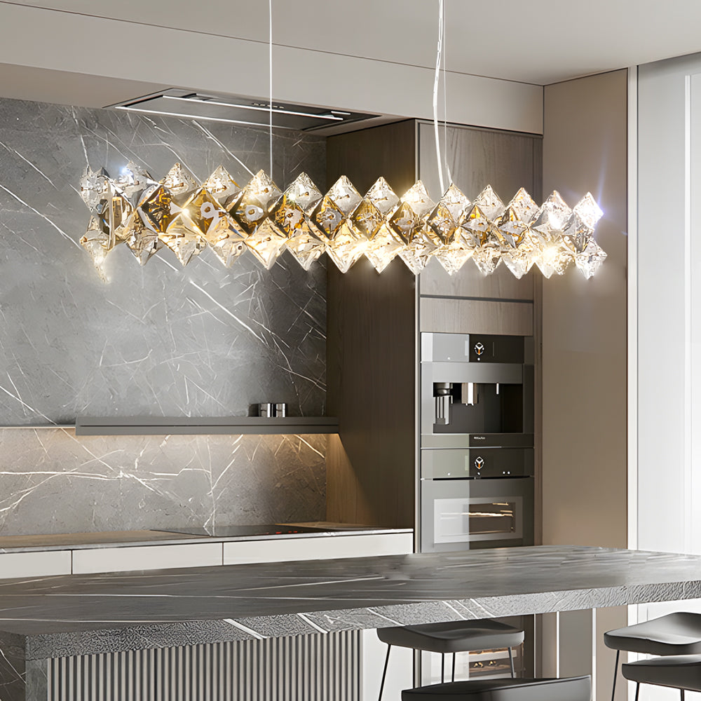 Crystal chandeliers in brass — 7.9" H x 37.4" Dia / Round