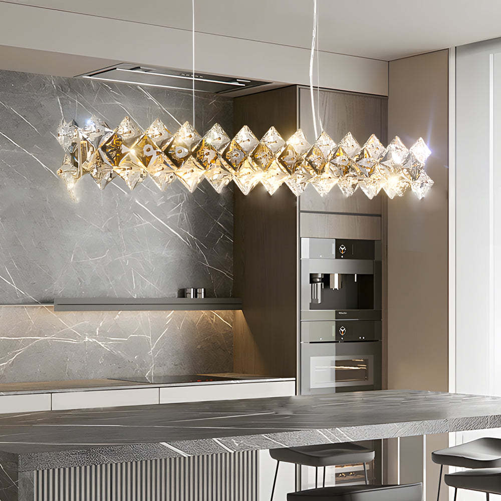 Crystal chandeliers in brass — 7.9" H x 37.4" Dia / Round