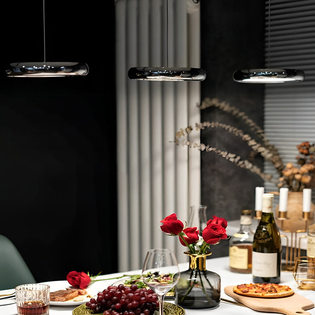 Minimalist Round Mirrored Aluminum Acrylic LED Chandelier