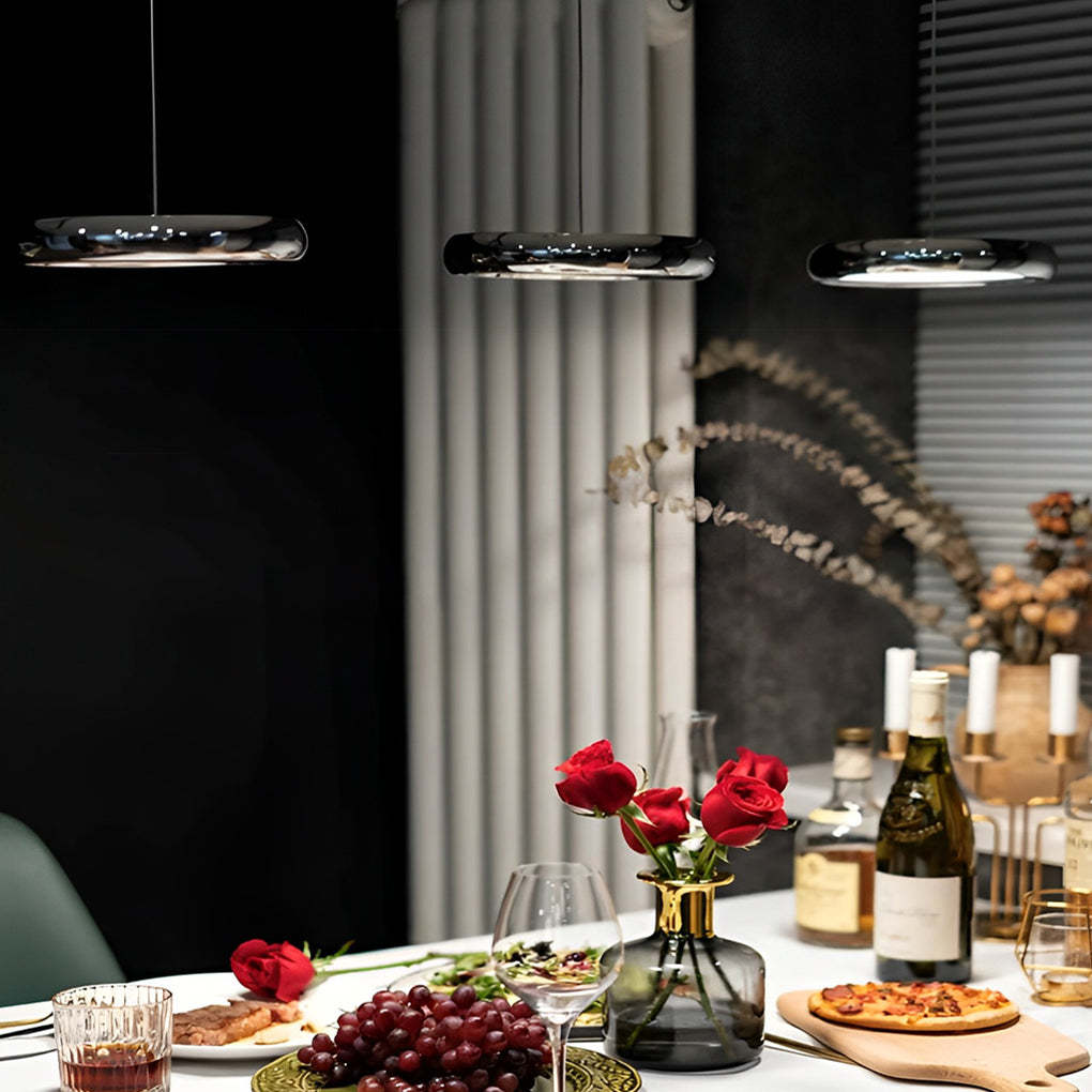 Minimalist Round Mirrored Aluminum Acrylic LED Chandelier