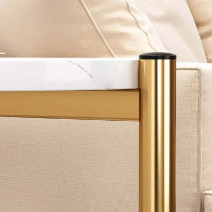 Oval Round Black Marble 3-Tier End Table