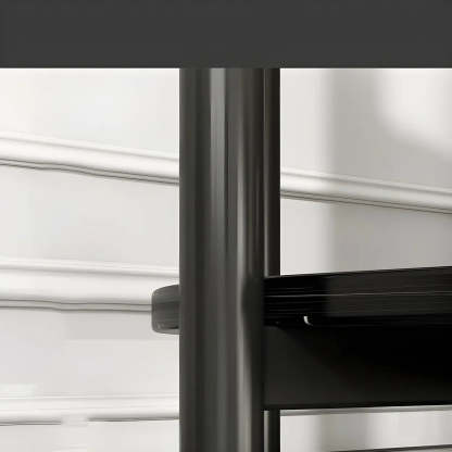 Oval Black Wood 3-Tier Side Table with Iron Base