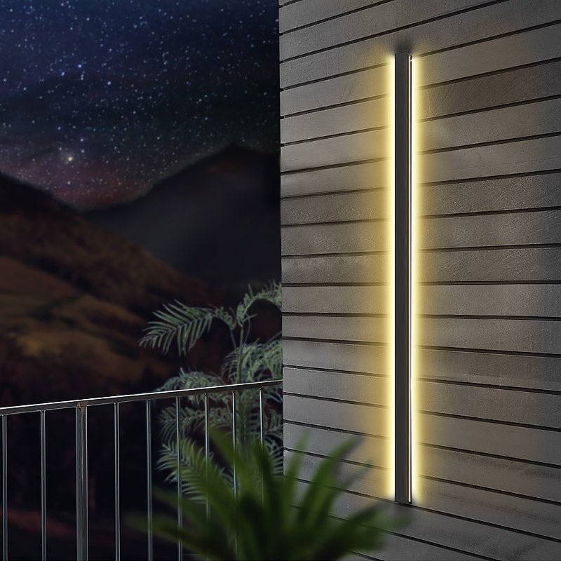 Black Long Strip Metal Waterproof Dimmable Modern Outdoor Wall Lights-Lighom