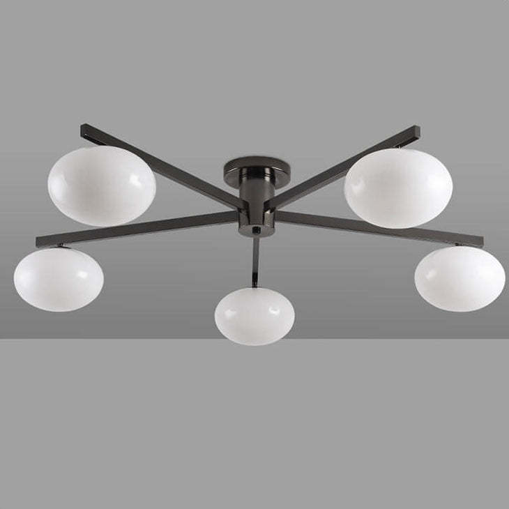 Nordic Glass Iron Ball 3/4/5-Light Semi-Flush Ceiling Light — 4 / 110V-120V For US/CA / Chrome