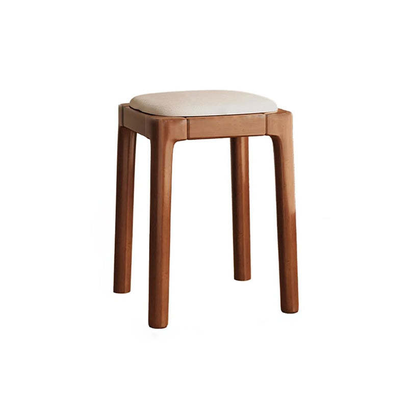 Modern Wood Leather Backless Vanity Stool