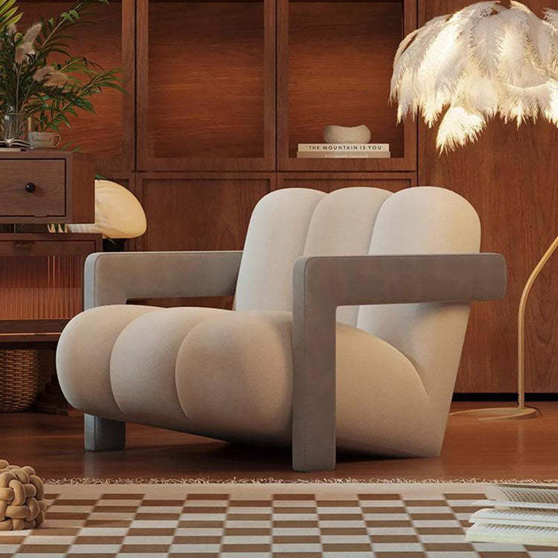 Retro Striped Velvet Wood Accent Chair
