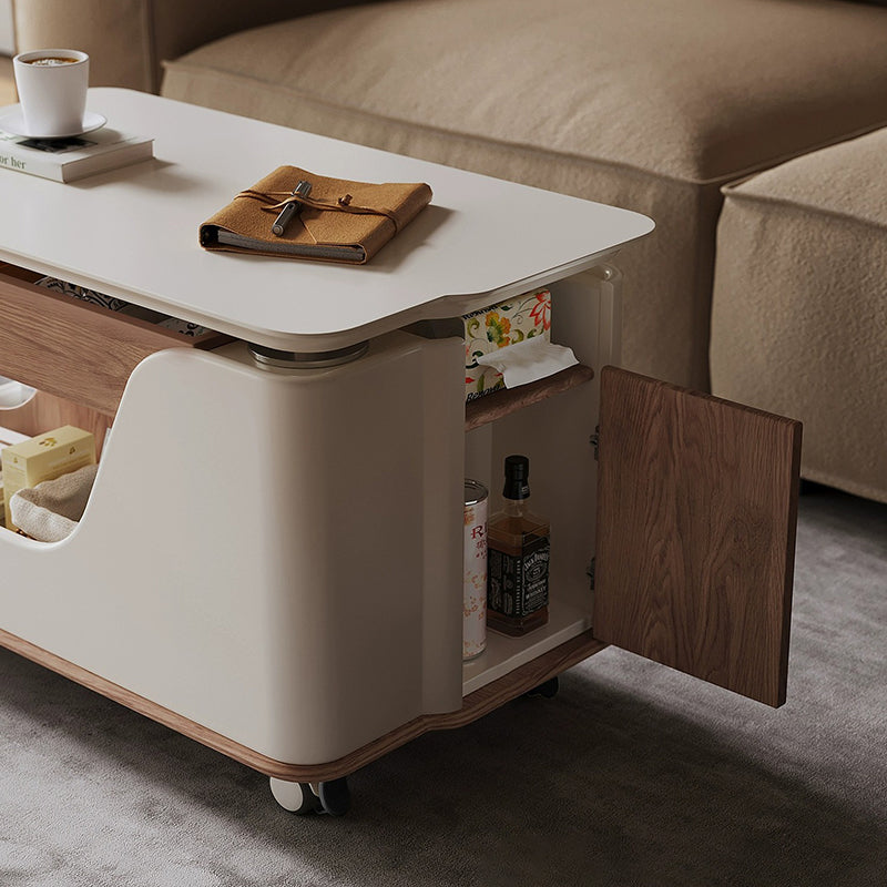 Nordic Sintered Stone Rectangular Side Table 3-Tier Casters