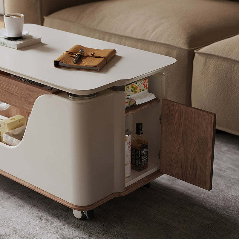 Nordic Sintered Stone Rectangular Side Table 3-Tier Casters