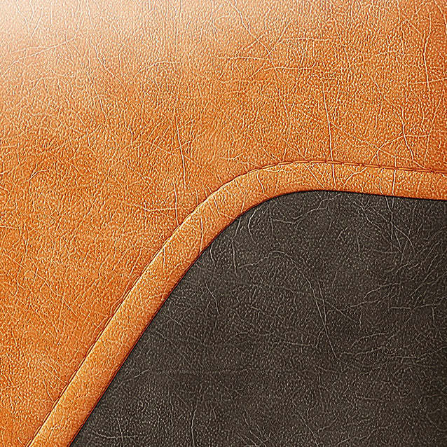 Minimalist Napa Leather Solid Wood Low Stool — Orange + Gray