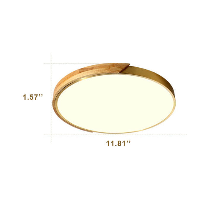 Modern Circle Wooden LED Semi-Flush Mount