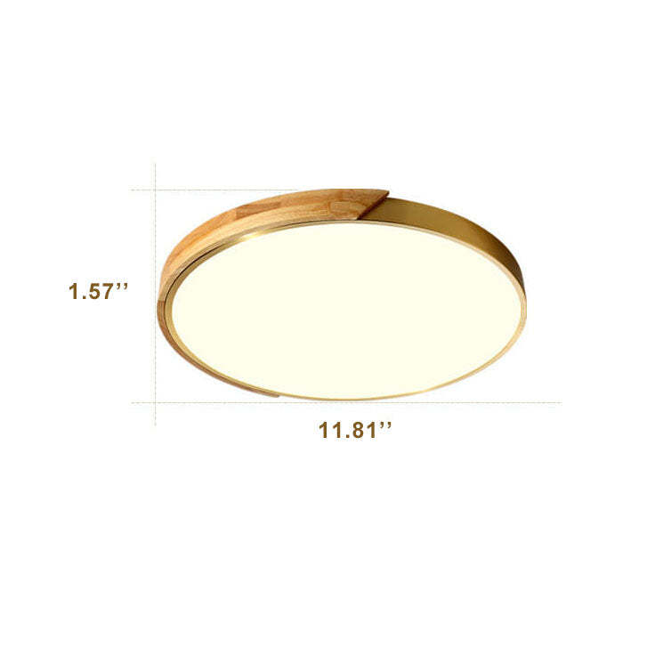 Modern Circle Wooden LED Semi-Flush Mount