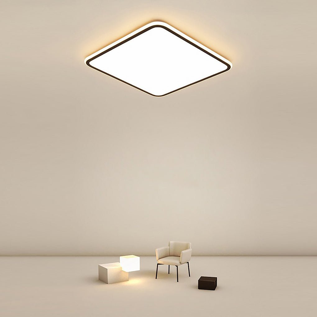 30" Modern Square Black Frame LED Dimmable Flush Mount Light