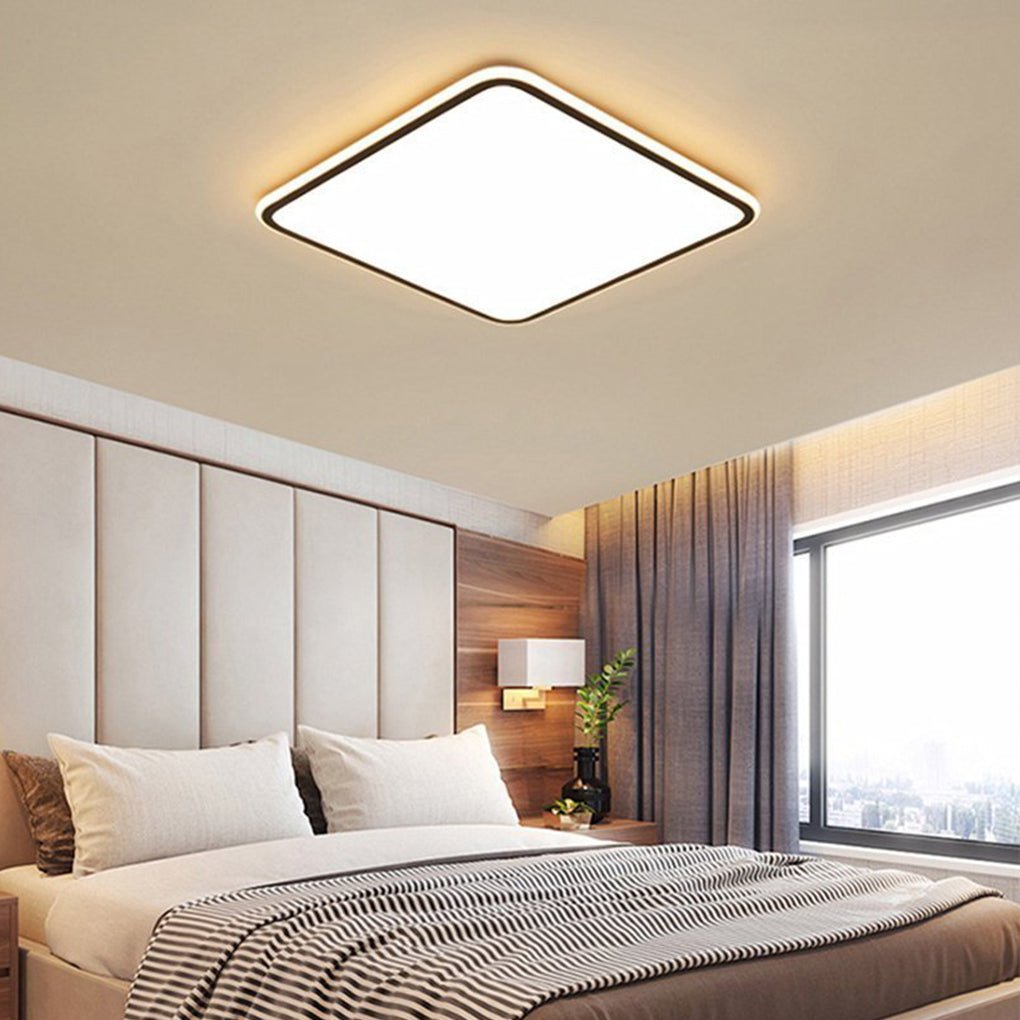 30" Modern Square Black Frame LED Dimmable Flush Mount Light