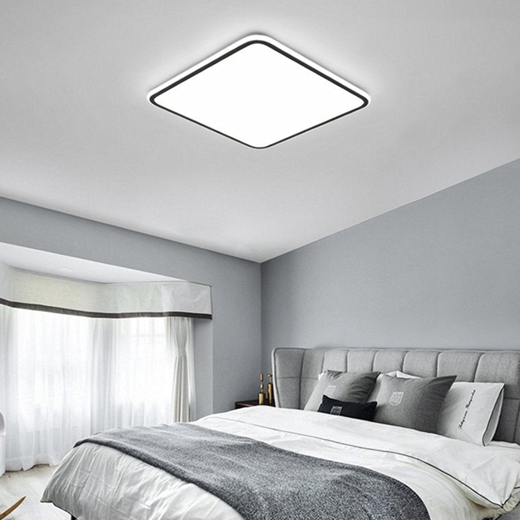30" Modern Square Black Frame LED Dimmable Flush Mount Light