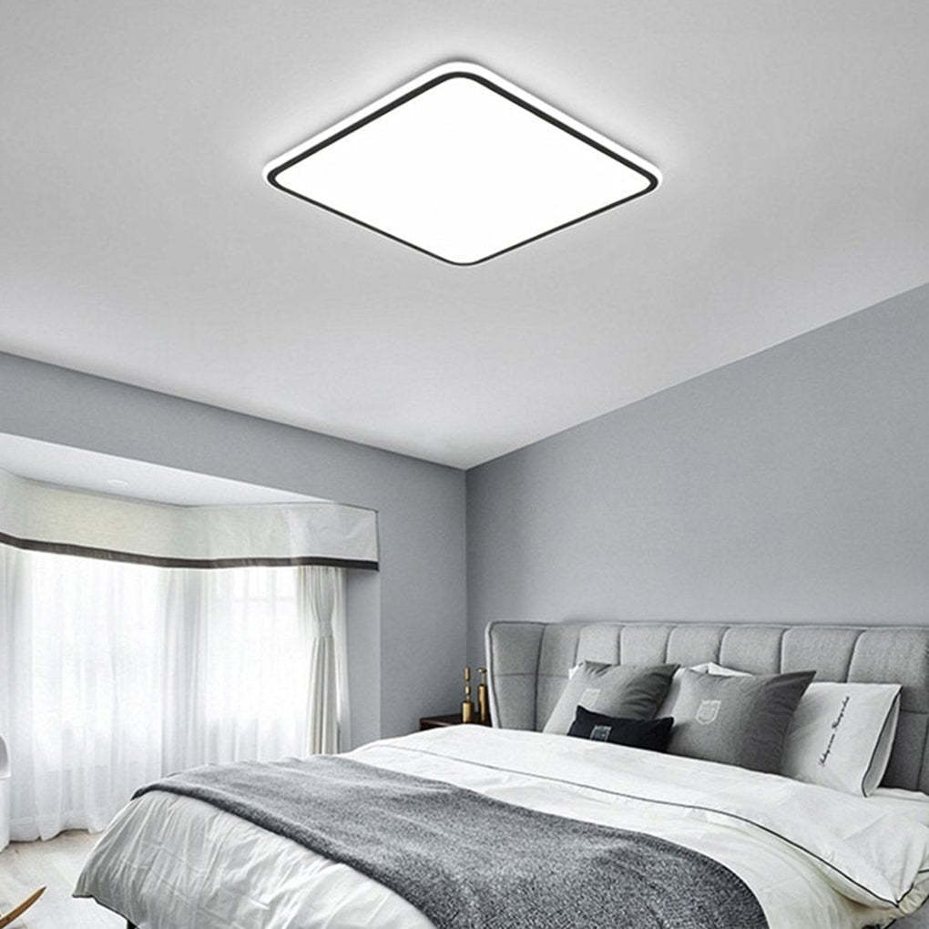 30" Modern Square Black Frame LED Dimmable Flush Mount Light
