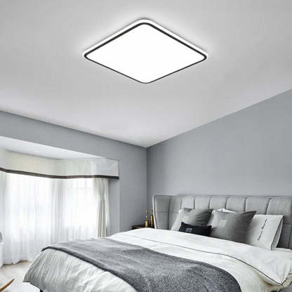 30" Modern Square Black Frame LED Dimmable Flush Mount Light