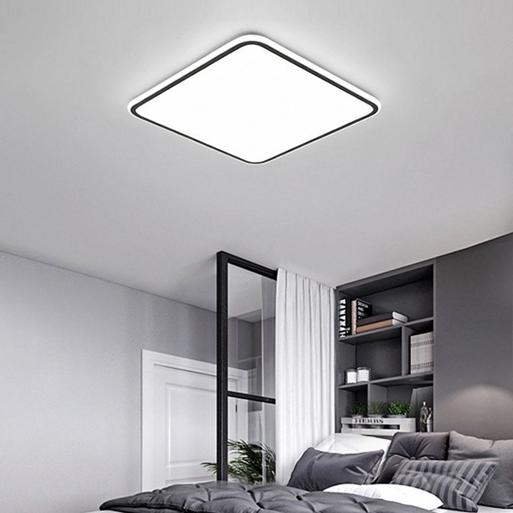 30" Modern Square Black Frame LED Dimmable Flush Mount Light