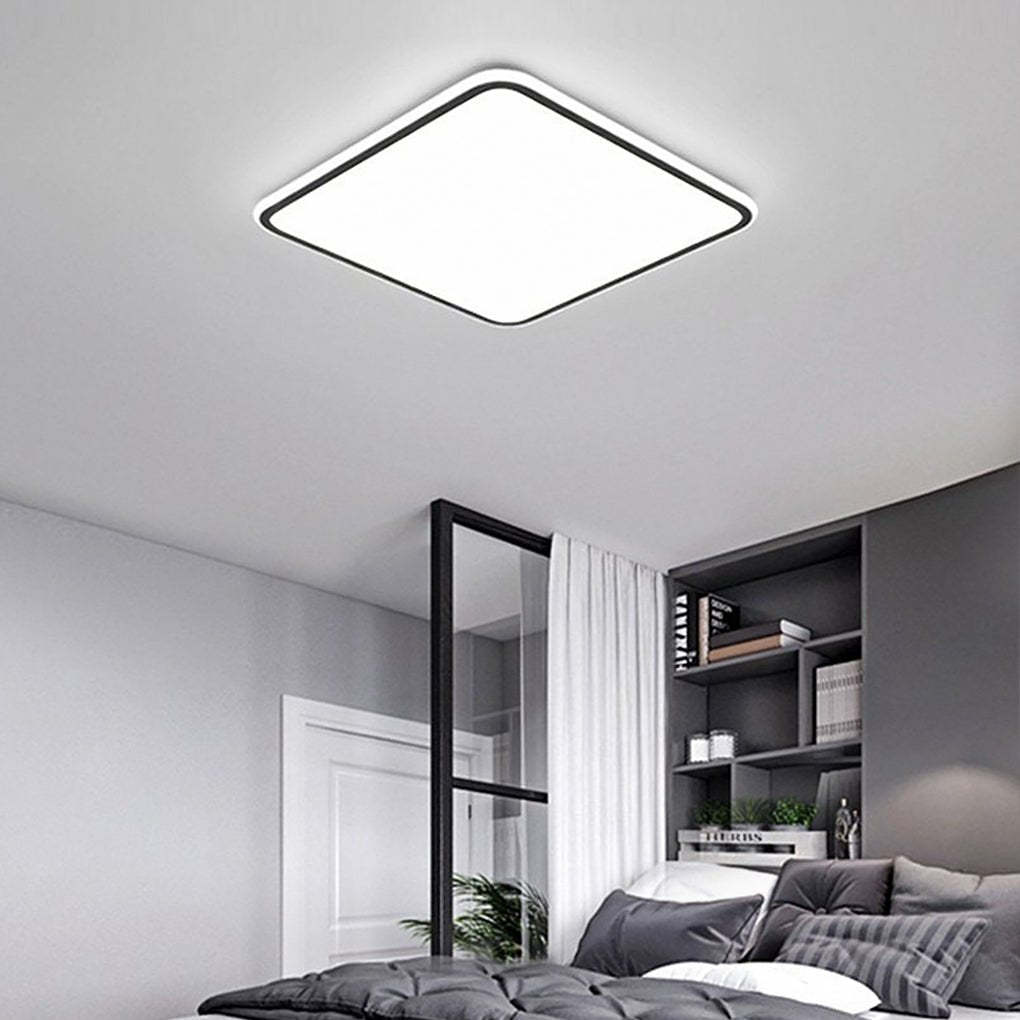 30" Modern Square Black Frame LED Dimmable Flush Mount Light