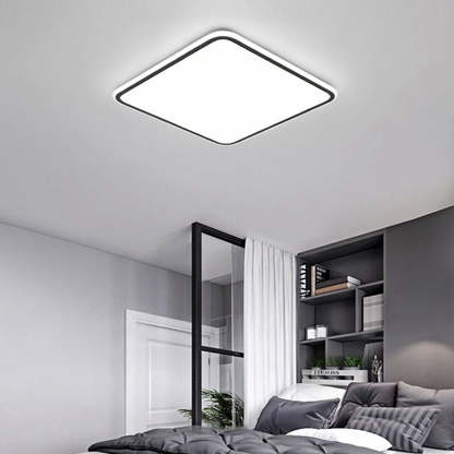 30" Modern Square Black Frame LED Dimmable Flush Mount Light