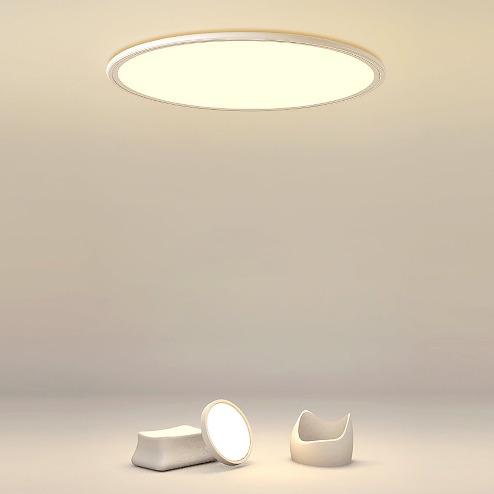 Black modern ultrathin round flush mount lighting — Cool White (6000K) / Matte Black