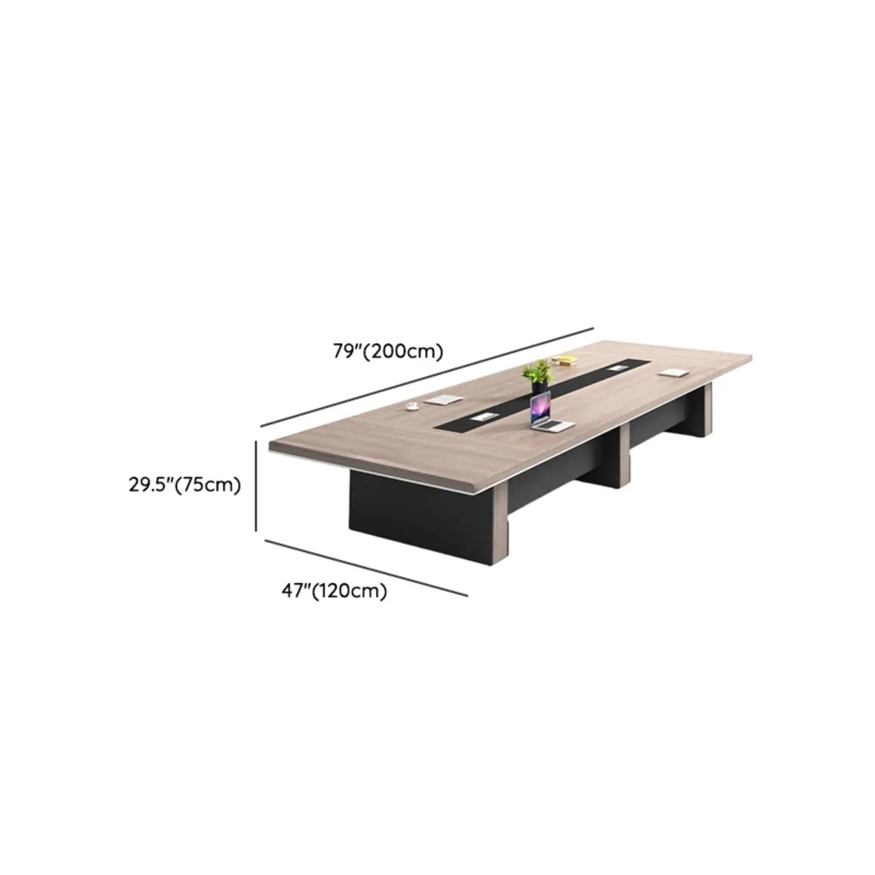 Brown Wood Rectangular Multi-Person Long Executive Desk