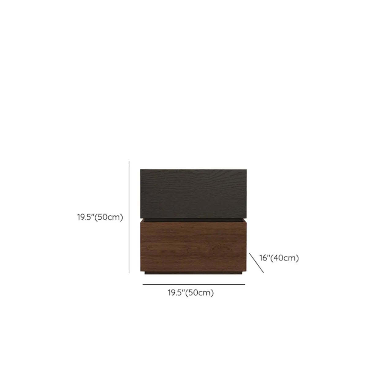Modern Brown Black Wood Nightstand with Drawer