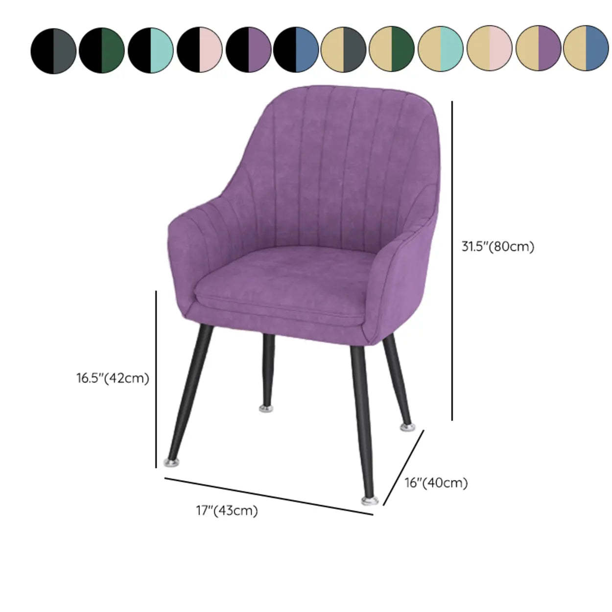 Green Curved Fabric Armrest Dining Chair