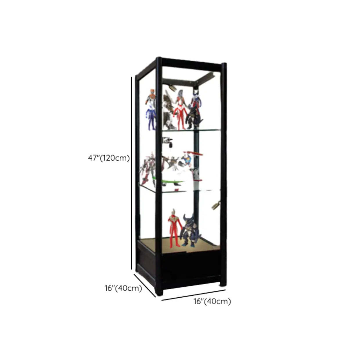 Black Metal Clear Glass Display Cabinet — 1