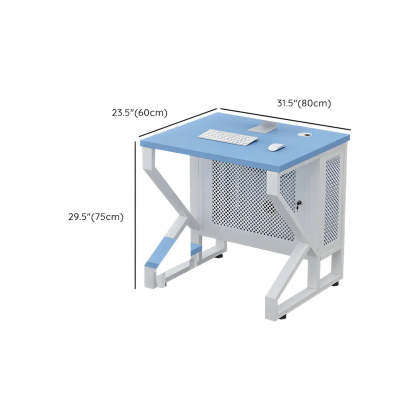 Blue Wood Square Sled Computer Desk with Cable Management