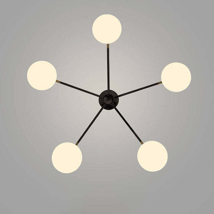 Nordic Glass Iron Ball 3/4/5-Light Semi-Flush Ceiling Light