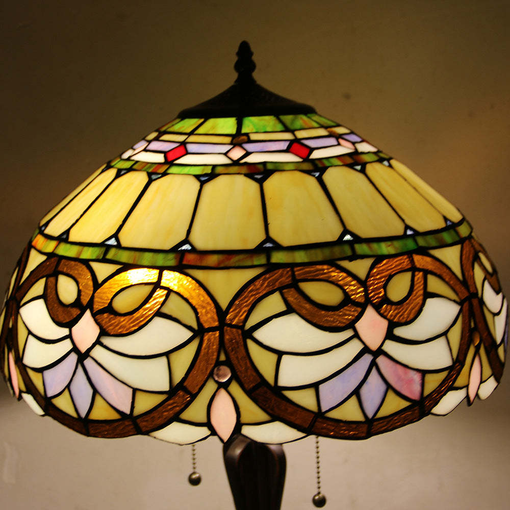 Tiffany Mediterranean Stained Glass Cone 2-Light Table Lamp
