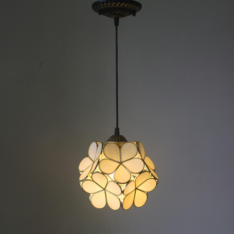Vintage Stained Glass Petal Pendant Light