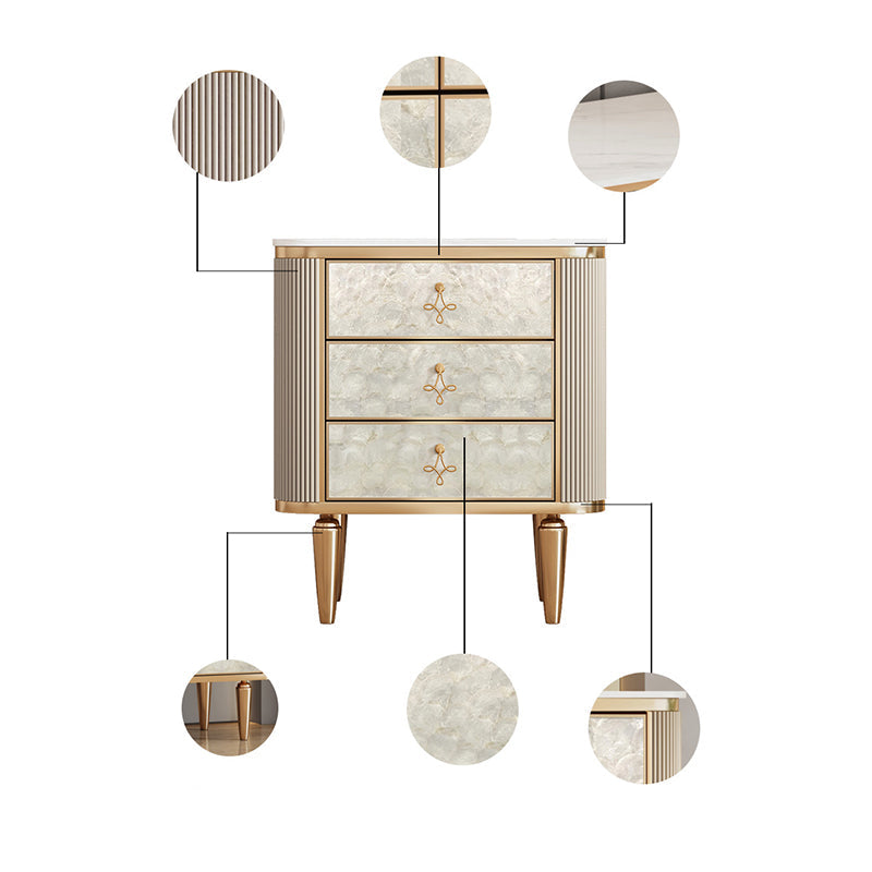 Modern Luxury Rock Slab Wood 3-Drawer Nightstand